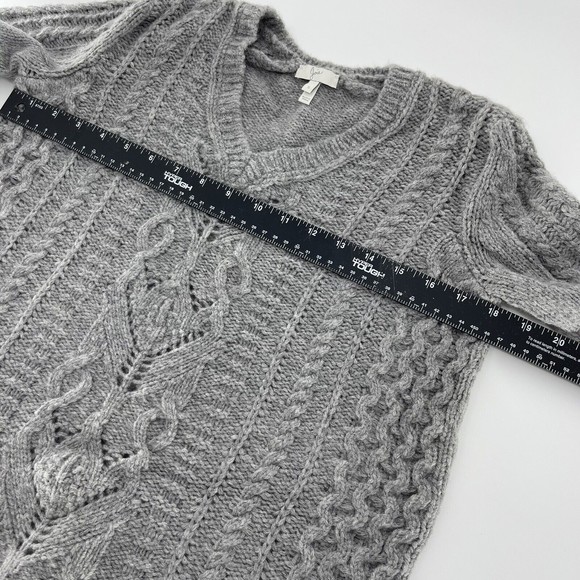Joie V Neck Long Sleeve Chunky Sweater Solid Gray Alpaca Wool Blend Womens S - Picture 5 of 6